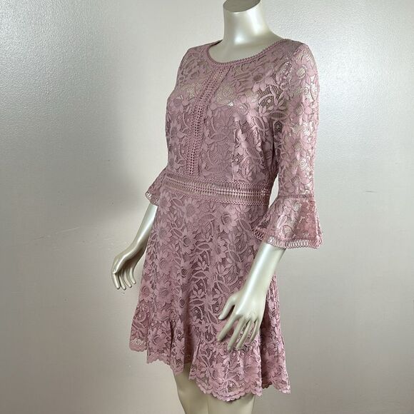 New BB Dakota Love On Top Floral Lace Dress (Color Mauve Rose) Size 10 - Picture 7 of 11